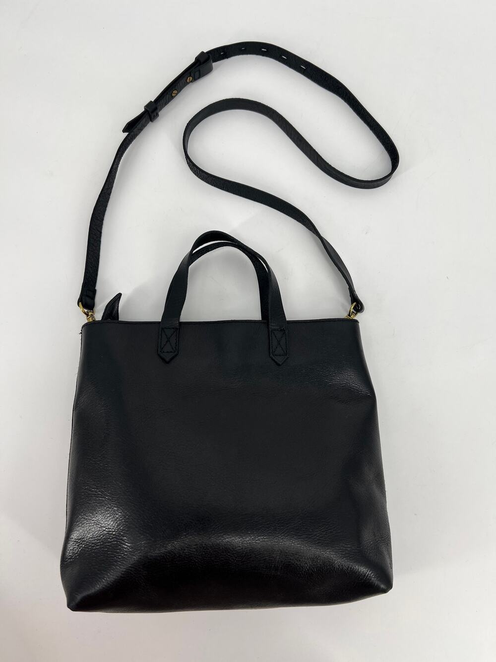 Madewell The Zip Top Transport Crossbody Bag Black Leather Brass Hardware J1951